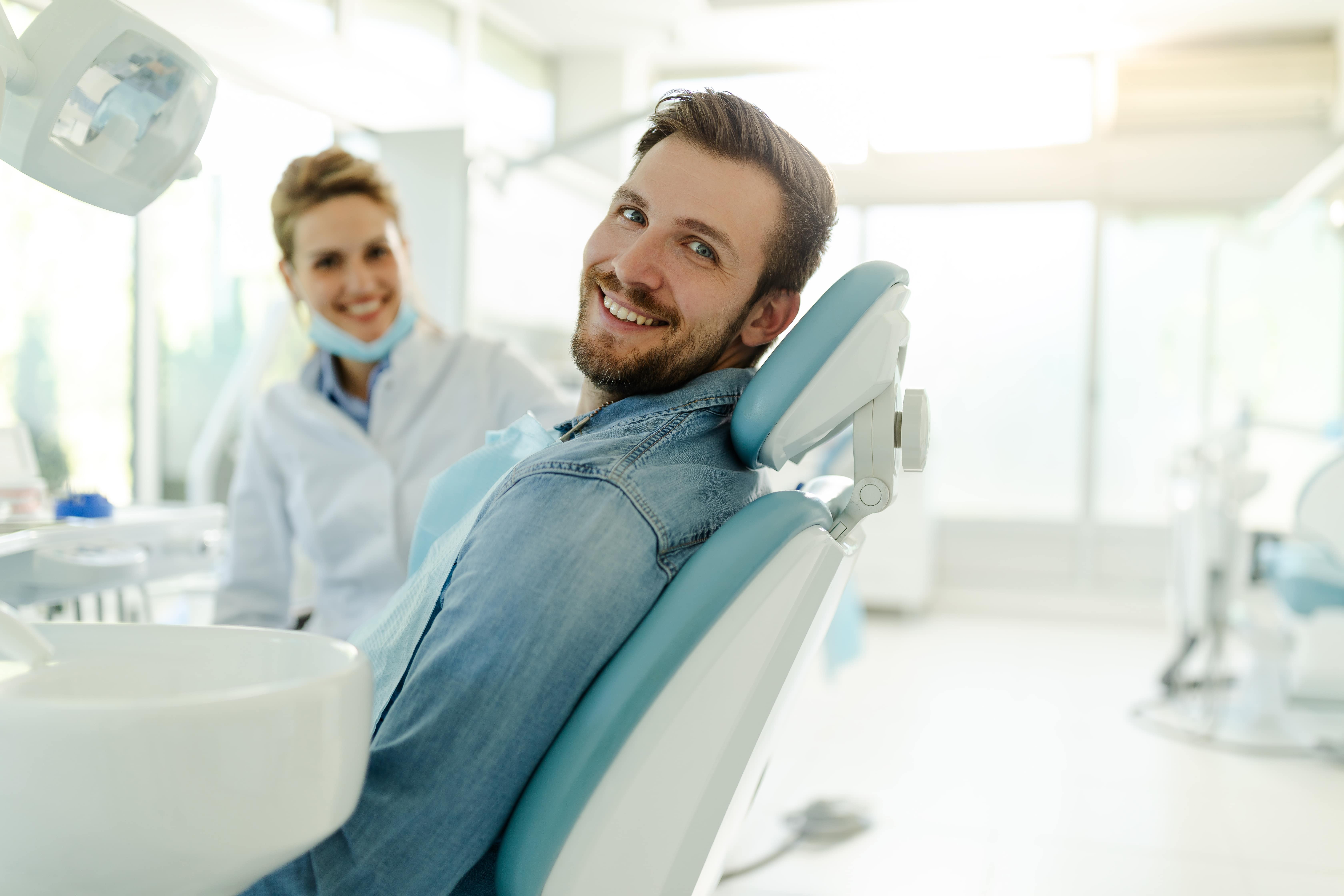 man at soothing dental during dentist appointment